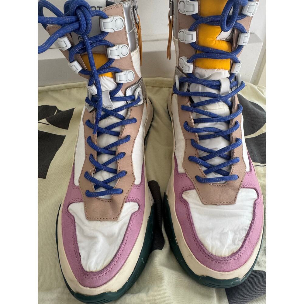 NCEPT Multicolor High Top Platform Boots - White, Pink & Tan Hiking Sneakers - Picture 6 of 12